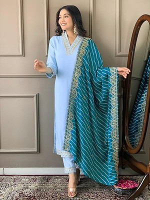 PILUDI Women Kurti Pant Attached Dupatta Set