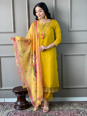 Stylish Fashion Embroidered Kurta, Trouser/Pant & Dupatta Set