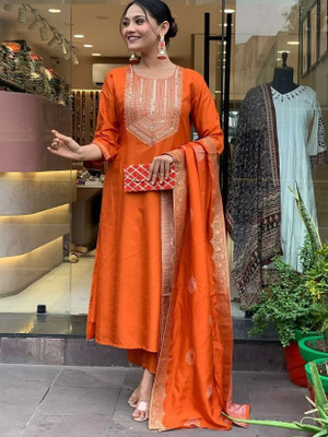 SHREEJA FASHION Embroidered Kurta, Trouser/Pant & Dupatta Set