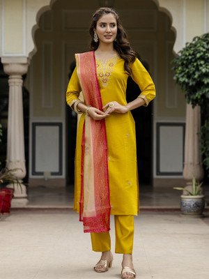 SwirlStyle Embroidered Kurta, Salwar & Dupatta Set