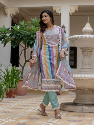 DHWANIX LOOK Women Kurti Pant Dupatta Set