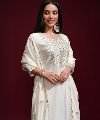 Vishudh Women Kurta Palazzo Attached Dupatta Set