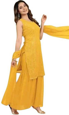 A One Collection Women Kurta Sharara Dupatta Set