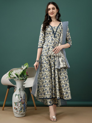 Tasrika Floral Print Kurta, Trouser/Pant & Dupatta Set