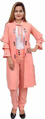 MYKUKI Women Ethnic Top Pant Ethnic Jacket Set