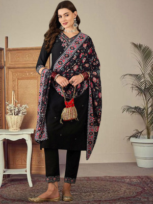 Sangria Embroidered Kurta, Trouser/Pant & Dupatta Set