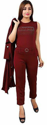 MYKUKI Women Ethnic Top Pant Ethnic Jacket Set