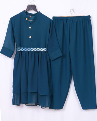 K D F Women A-line Blue Above Knee/Mid Thigh Length Dress