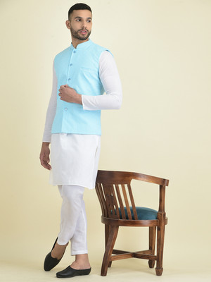 DEYANN Men Kurta Pyjama Ethnic Jacket Set