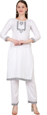 MS EMBROIDERY WORKS Women Kurti Pant Set