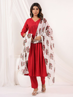 Janasya Women Kurta Pant Dupatta Set