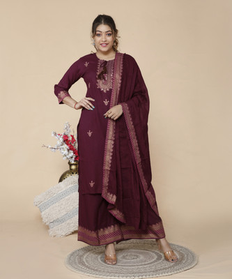 shoecom Women Kurti Palazzo Dupatta Set