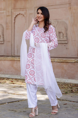 AAKASH Printed Kurta, Patiala & Dupatta Set