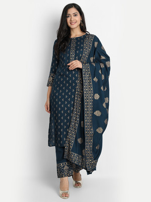 Jaipuri Bunaai Women Kurta Palazzo Set