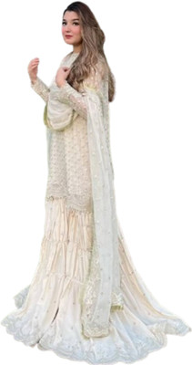 TEELFAB Women Ethnic Top Palazzo Dupatta Set