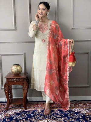 PILUDI Women Kurti Pant Attached Dupatta Set