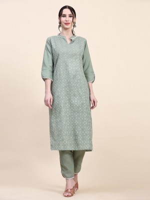 Muskan Collection Women Embellished A-line Kurta(Light Green)