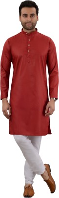 MOUDLIN Men Solid Straight Kurta(Maroon)