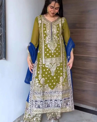 AMALAK Women Kurta Palazzo Dupatta Set