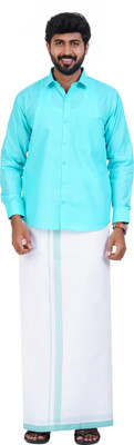 SUMAN TEX Men Shirt Dhoti Set