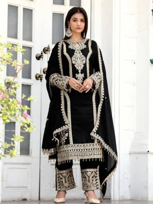 Aksharam Women Kurta Palazzo Dupatta Set