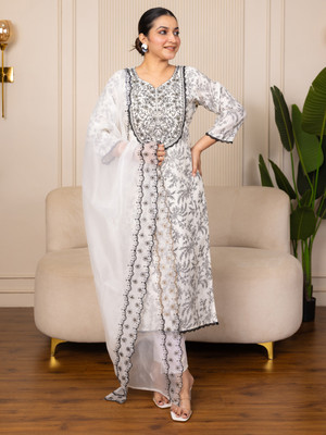 VredeVogel Embroidered Kurta, Trouser/Pant & Dupatta Set