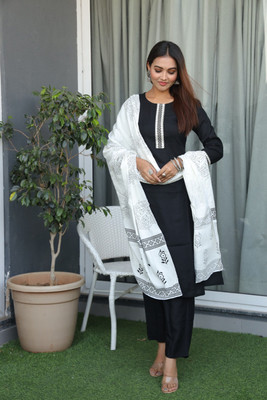 SHRIZA Women Kurta Palazzo Dupatta Set