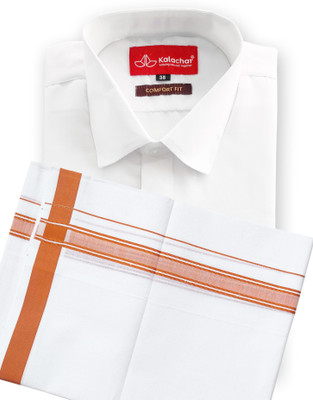 Chithra Fabrics Men Shirt Dhoti Set