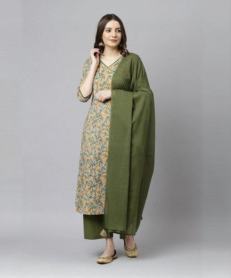 Janasya Women Kurta Pant Dupatta Set