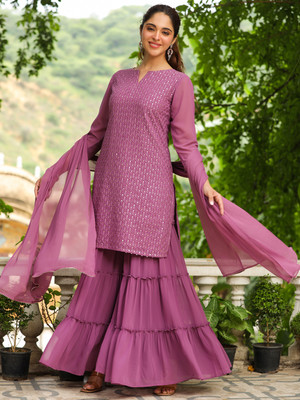 Janasya Women Kurta Sharara Dupatta Set