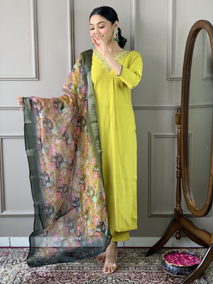 RK Creation Embroidered Kurta, Trouser/Pant & Dupatta Set