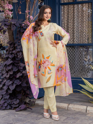 SHIV LEELA Printed Kurta, Dhoti Pant & Dupatta Set