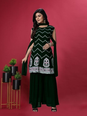 GreenERA Women Kurti Sharara Dupatta Set