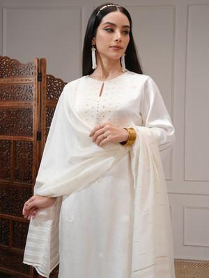 Vishudh Women Kurta Pant Attached Dupatta Set