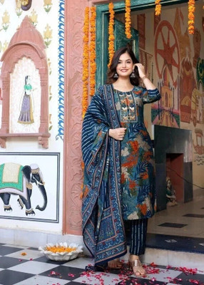 PILUDI HOUSE Women Kurti Pant Attached Dupatta Set