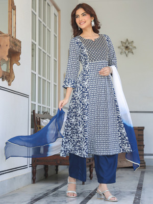 Janasya Women Kurta Pant Dupatta Set