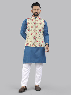 Krishiv Men Kurta Pyjama Ethnic Jacket Set