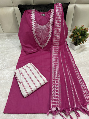 M I TEXTILE Women Kurti Pant Dupatta Set