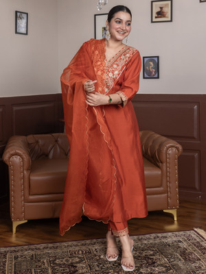VredeVogel Embroidered Kurta, Trouser/Pant & Dupatta Set