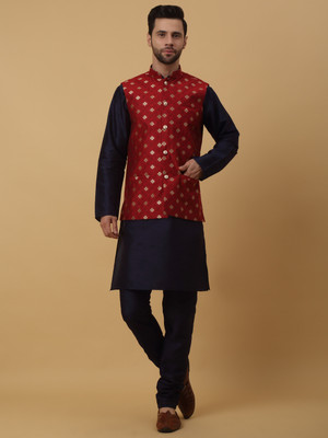 kraft india Men Kurta Pyjama Ethnic Jacket Set