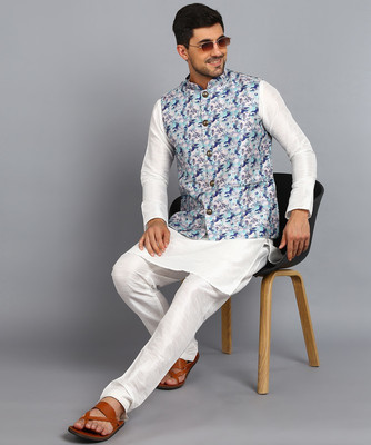 karnam Men Kurta Pyjama Ethnic Jacket Set