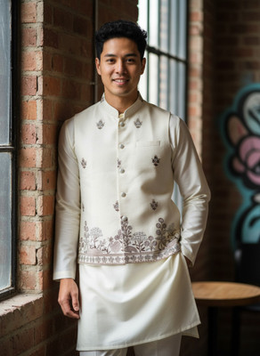 click n buy Men Kurta Pant Ethnic Jacket Set