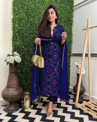 INDEEVA Printed Kurta, Palazzo & Dupatta Set