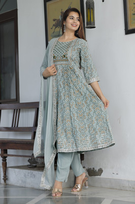 SHALIG Embroidered Anarkali Kurta, Bottom & Dupatta Set