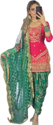 ADOLTEXTILE Women Ethnic Top Sharara Dupatta Set