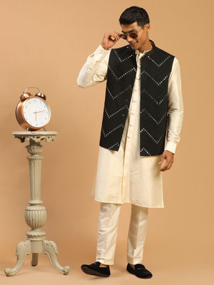 VASTRAMAY Men Kurta Pyjama Ethnic Jacket Set