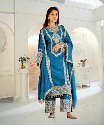 Anghanbrothers Women Kurta Pant Dupatta Set