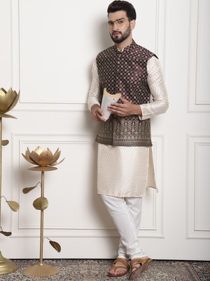 SOJANYA Men Kurta Pyjama Ethnic Jacket Set