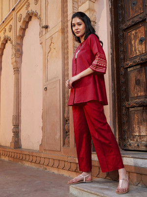 Shae by SASSAFRAS Women Ethnic Top Palazzo Set