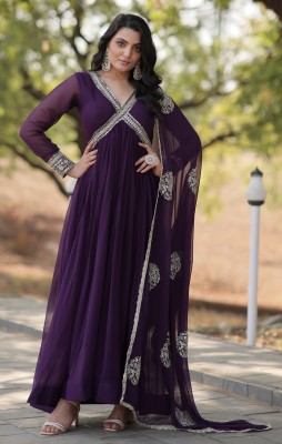 Wedani Lifestyle Anarkali Gown(Purple)